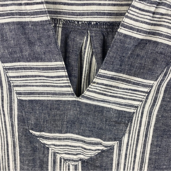 OLD Navy Chambray Striped Boho V Neck Linen Blend Top Medium - Picture 4 of 9